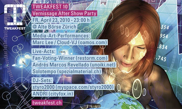 Tweakfest after-show party flyer, Zurich 2010