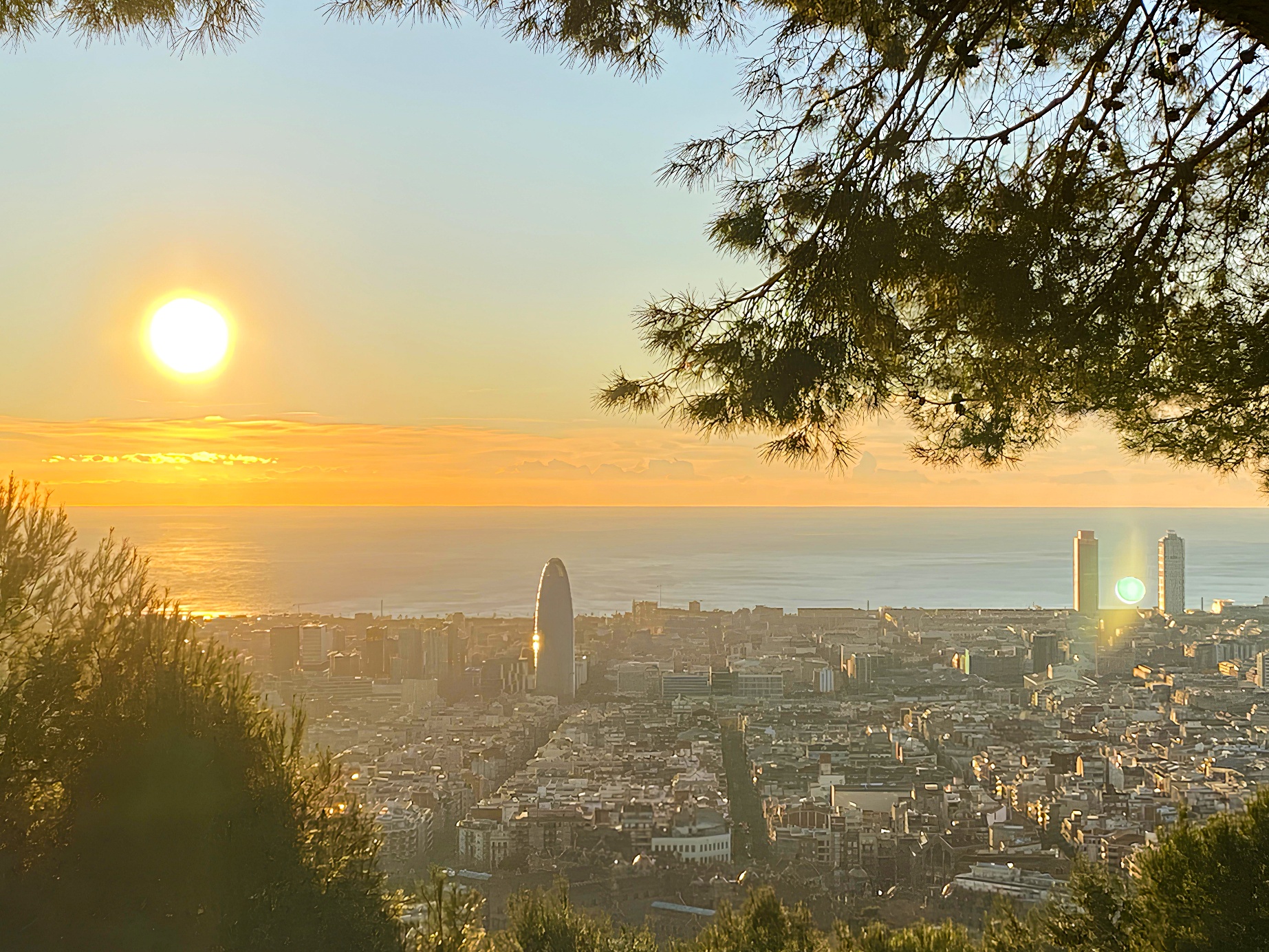 Sunset over Barcelona and the Mediterranean